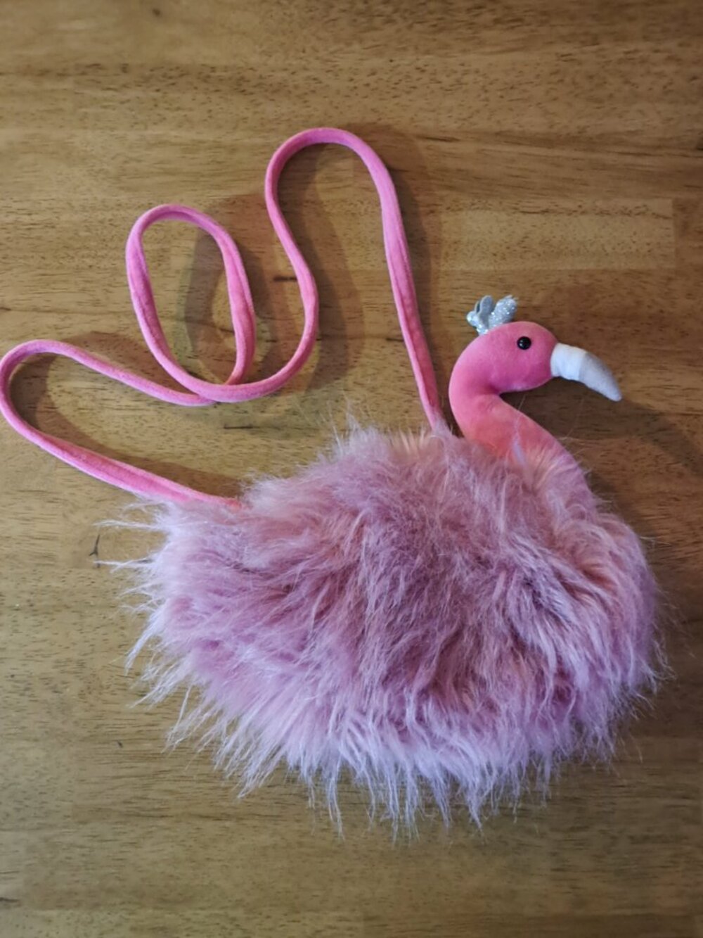 Jellycat London Fluffy Fancies Pink Flamingo Crown Kid Plush Purse Bag 11" x 12"